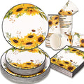 Sunflower Party Decorations, Sunflower Plates and Napkins Party Supplies Serves 50, for Birthday Bee Baby Shower Bridal Shower, Easter Mother's Day, Summer Fall Thanksgiving Decorations