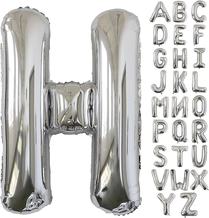 KALOR 40 Inch Silver Letter H Balloons Jumbo Foil Mylar Helium Big Balloons for Birthday Party Anniversary Baby Shower Supplies