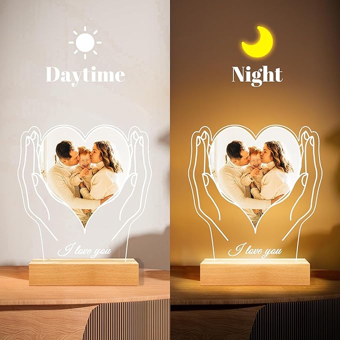 Custom Picture Frames with Photo, Customized Photo Frame, Personalized Picture Frame, Customized Birthday Gifts for Women Men Mom Dad Baby Kids Grandma Grandpa Family