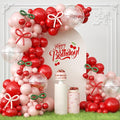 JOGAMS Cherry Balloon Arch Kit,184Pcs Red and Pink Balloon Arch Kit with 260 Long Clear Balloons for Cherry On Top Baby Shower Birthday Bridal Shower Wedding Valentine's Galentine's Day