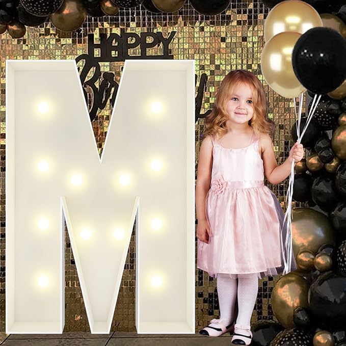 4FT Marquee Light Up Letters M, Big Marquee Letter for Baby Shower Birthday Engagement Wedding Marry Me Party Decor
