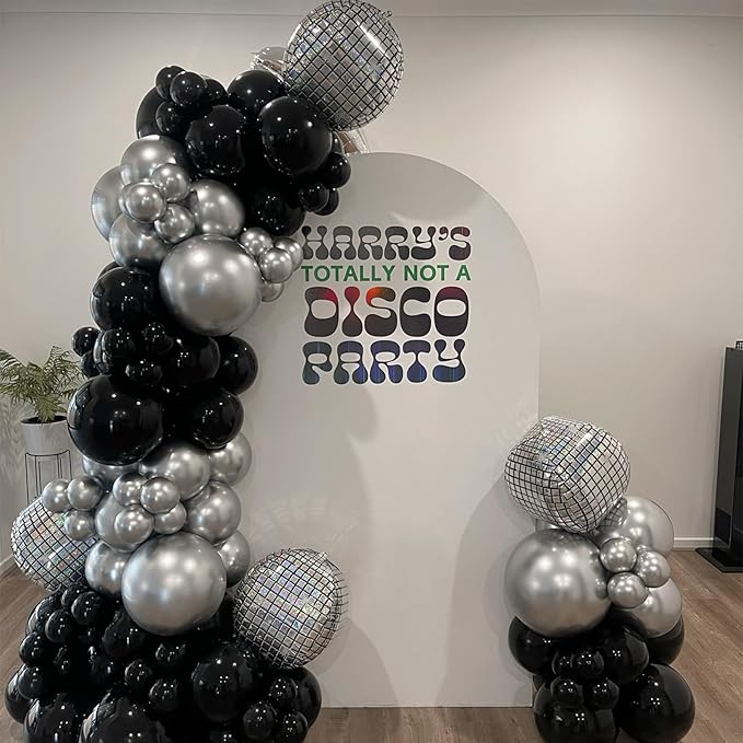 14 Pcs Disco Ball Balloons 22/15/10 4D Ball Balloons Metallic Silver Disco Mylar Balloon Chrome for Birthday Bachelorette 70s 80s 90s Themed Graduation Retro New Year Eve Prom Party Decor