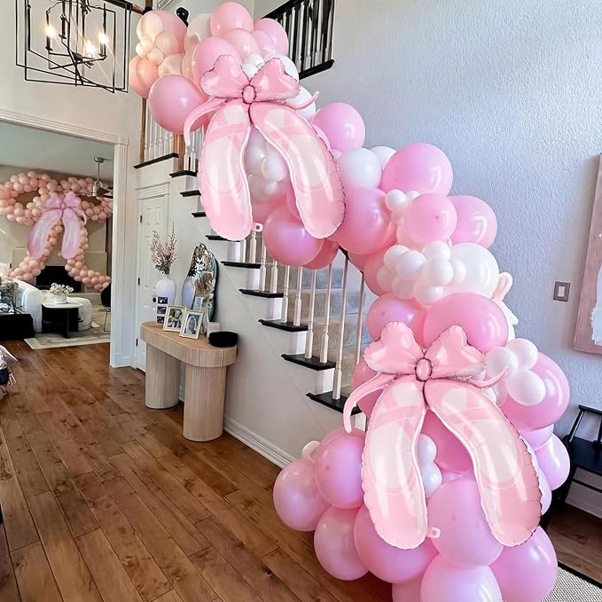 Lewtemi 4 Pcs Ballet Slippers Foil Balloon 40" Large Pink Ballerina Balloons Ballerina Birthday Party Decorations for Ballet Dancing Themed Party Wedding Baby Shower Graduation Supplies