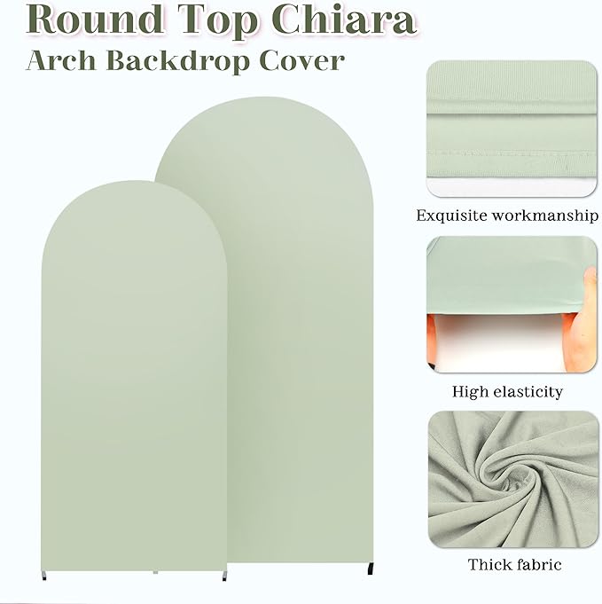 3-Piece Arch Backdrop Cover, Stretchy Spandex Wedding Arch Covers 4FT, 5FT, 6FT for Round Chiara Arch Stand, Green Arch Cover for Photo Background Happy Birthday Party Banquet Ceremony Decor