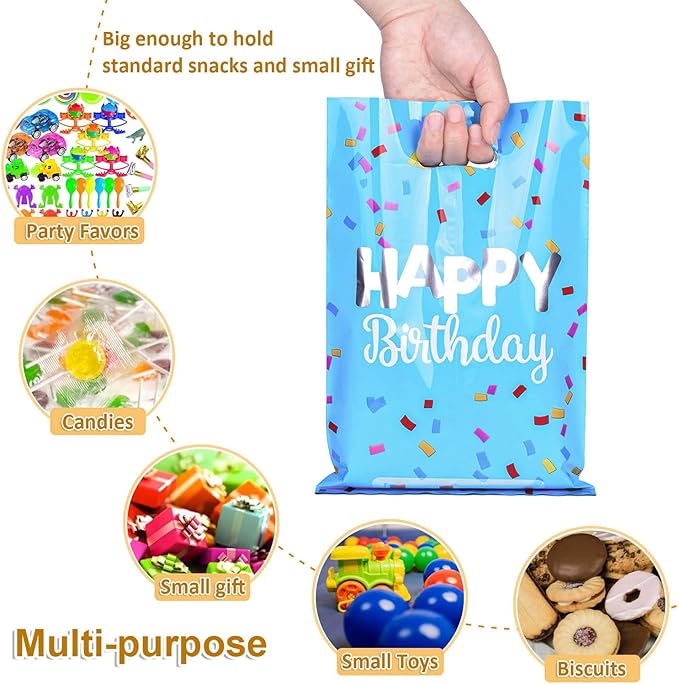 ZGORENDZ 30 Pcs Party Favor Bags for Kids Birthday Assorted Colors Goodie Gift Bags for Girls & Boys Birthday Party (6.7 * 9.7 inch)