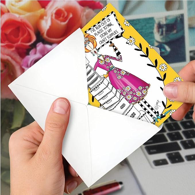 NobleWorks - 1 Funny Birthday Card for Women, Wife - Happy Bday Cartoon, Woman Notecard with Envelope - Craft Supplies C3665BDG