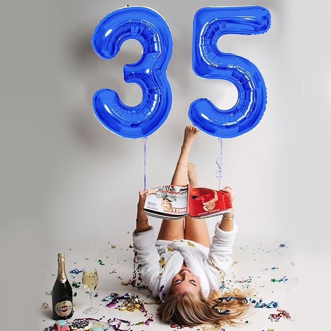 Number Balloons Navy Blue Balloons - Giant Number 10 Balloon, 10 20 30 40 50 Numbers Balloon Birthday Decorations, Blue Party Supplies for Boy Men