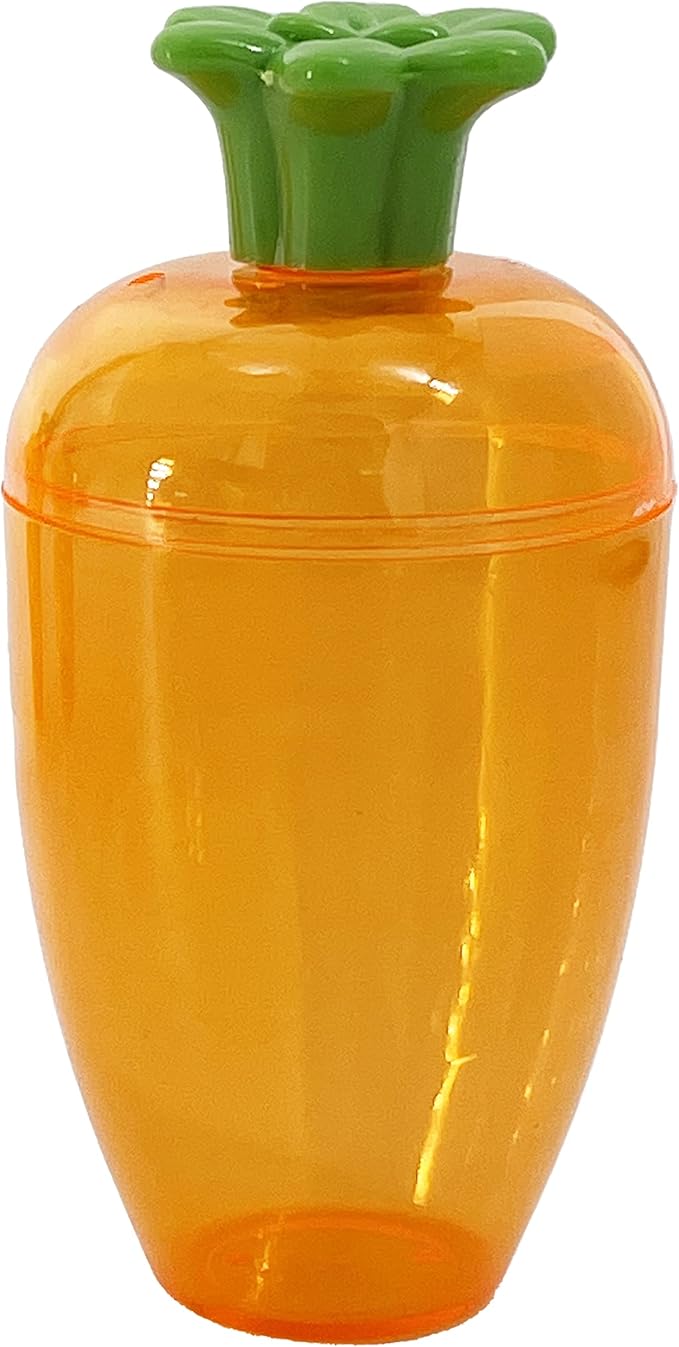 12 Pcs 4” Inches Plastic Empty Carrot Shaped Easter Eggs Fillable, Clear Bright Orange Plastic Carrot Egg for Easter Hunt, Themed Party, Basket Stuffers, Toys Filling Treats 12-Pack