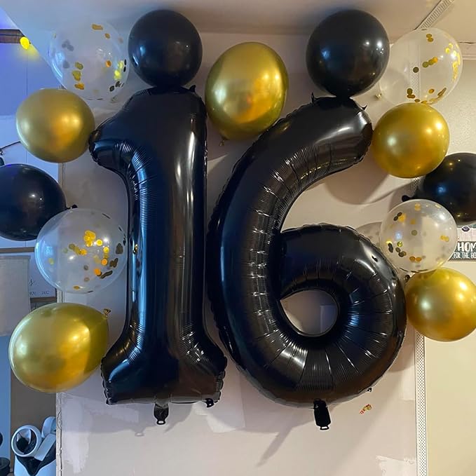 Smlpuame 40 inch Number Balloon 0-9 Black Large Number 5 Balloons,Digital Balloons for Birthday Party Celebration Decorations Supplies, Helium Foil Number Balloons for Wedding Anniversary