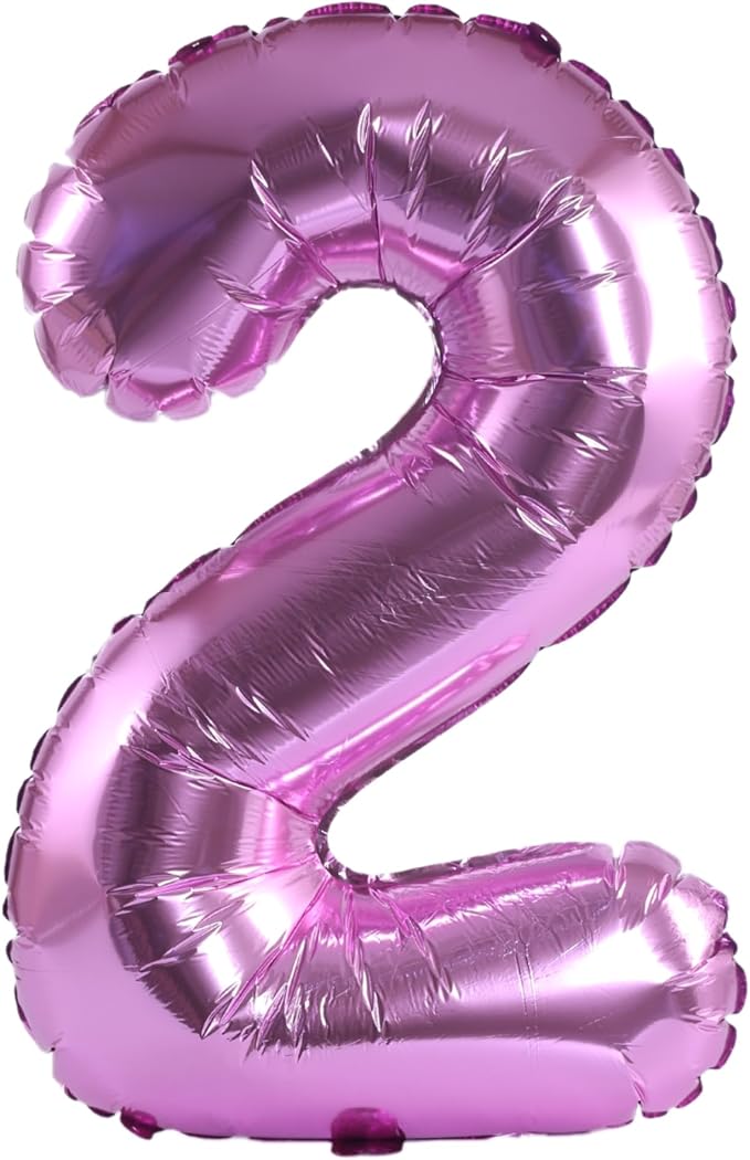 YPSelected 32 Inch Large Foil Helium Number Balloon Birthday Wedding Party 0-9 (Pink, 2)