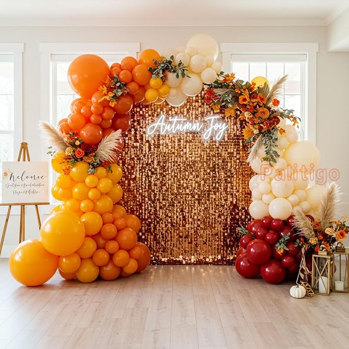 Fall Balloon Arch Kit – Double Stuffed Orange, Yellow, Red, Ivory White Boho Balloons Garland for Fall Decorations, Thanksgiving, Autumn Harvest Party, Pumpkin Birthday, Wedding, Baby Shower Backdrop