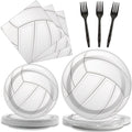 96pcs Volleyball Birthday Party Supplies Sports Paper Plates Napkins Set Disposable Tableware Kit Sports Theme Party Baby Shower Decorations Favors for Boy, Serve 24