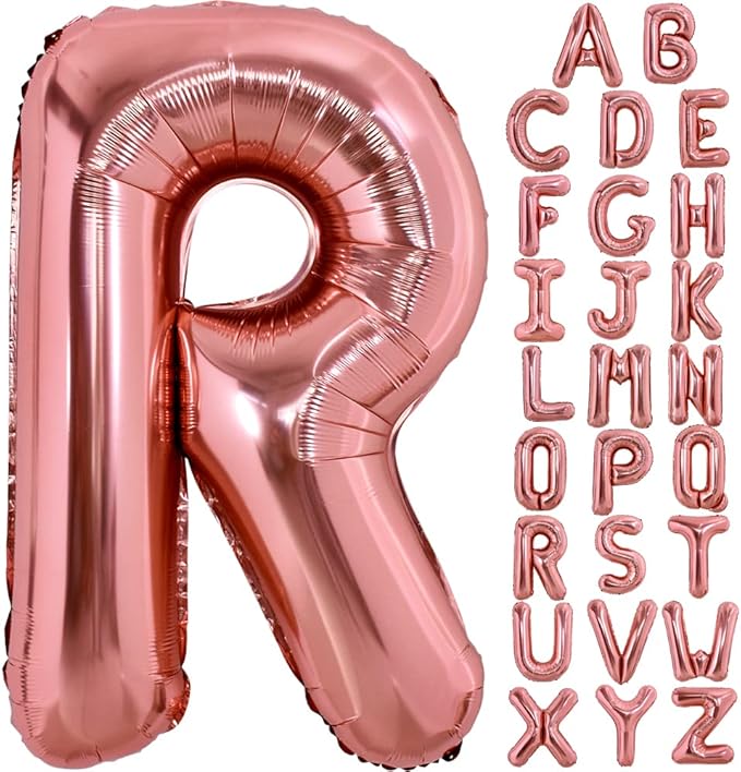TONIFUL 40 Inch Large Rose Gold Letter R Balloons Giant Alphabet Letter Balloons,Foil Mylar Big Balloons for Birthday Party Anniversary Supplies Decorations