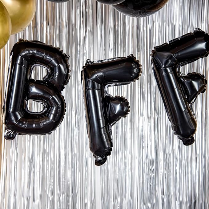Restaurantware-Balloonify 16 Inch Letter Balloon, 1 Alphabet Party Balloon - Letter F, Self-Sealing, Black Foil Mylar Finish, Hanging Loop, Decoration For Birthday, Wedding, Or Graduation