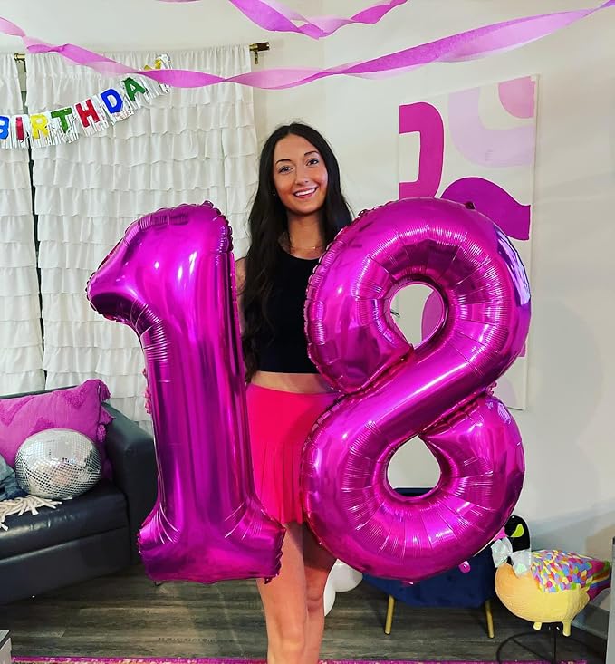 Rosy Purple Number 7 Balloon 40 Inch, 7 Balloon Number, 7th Birthday Decorations, Rosy Purple Party Supplies for Boys Girls