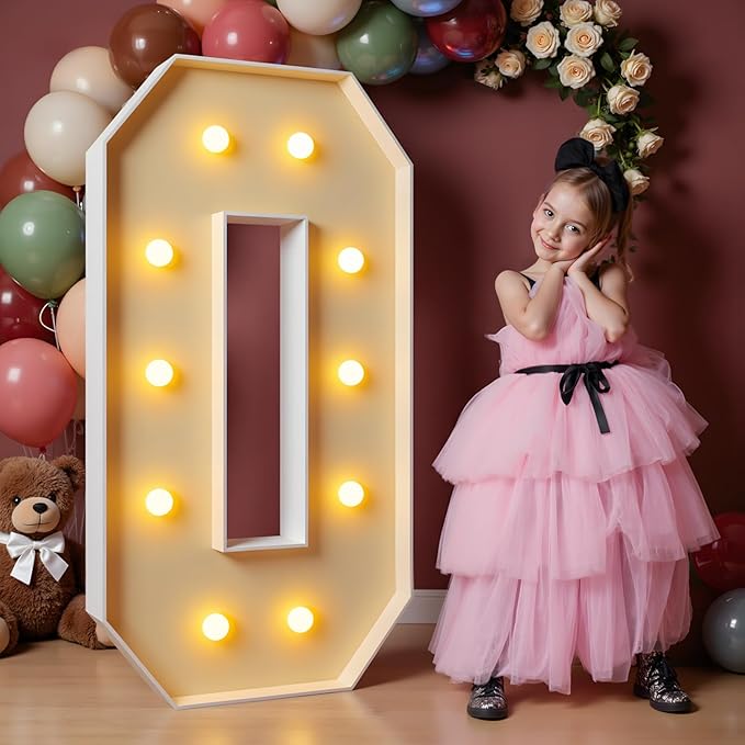 imprsv 4FT Marquee Letter O, Modern Light-Up Foam Board Letters for All Ages, All Seasons Party Decor