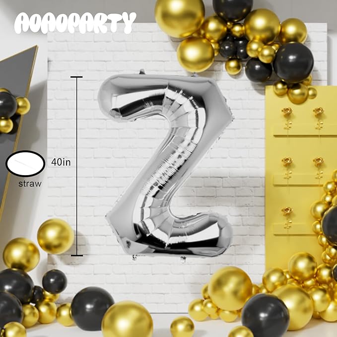 Letter Balloons 40Inch Large Giant big Foil Mylar Silver Balloons Z for Birthday Party Decorations