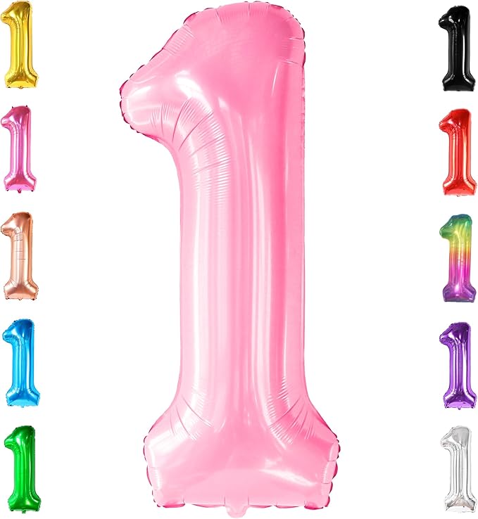 KatchOn, Light Pink 1 Balloon Number - 40 Inch | Number 1 Balloons for 1st Birthday Party | Pink Number Balloons, First Birthday Decorations For Girl | 1 Balloon for Happy Anniversary Decorations