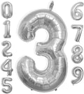 40 Inch Large Silver Number Celebration and Decoration Balloon for Birthday Parties, Graduations, Anniversaries, Weddings, Photo Shoots, Special Events - Helium Foil (Silver Number 3)