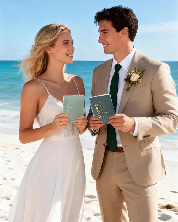 Vow Books for Bride and Groom, His and Hers Vow Books for Wedding-Soft Touch Gold Foil Engraving, Engagement | Wedding Essentials