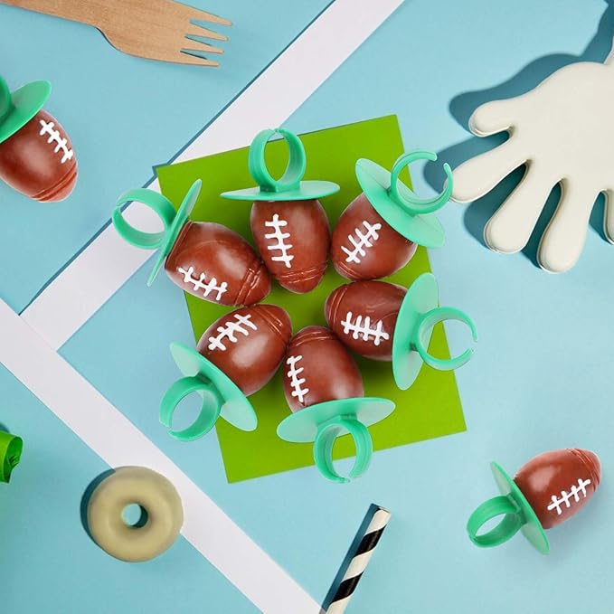Football Ring Lollipops,Suckers Individually Wrapped Bulk for Birthday Party Candy Favors,Sports Ball Shaped Goodie Bag Fillers,30 Count