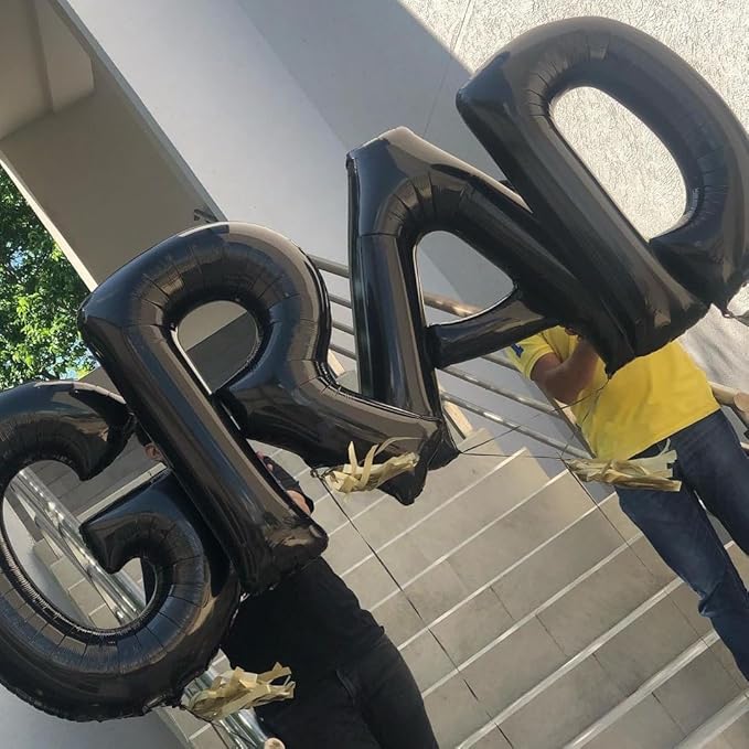 Black Letter A Balloons, 40 Inch Alphabet A Letter Balloons Foil Mylar Big Letter Balloons for Birthday Party Anniversary New Year Graduation Wedding Decorations