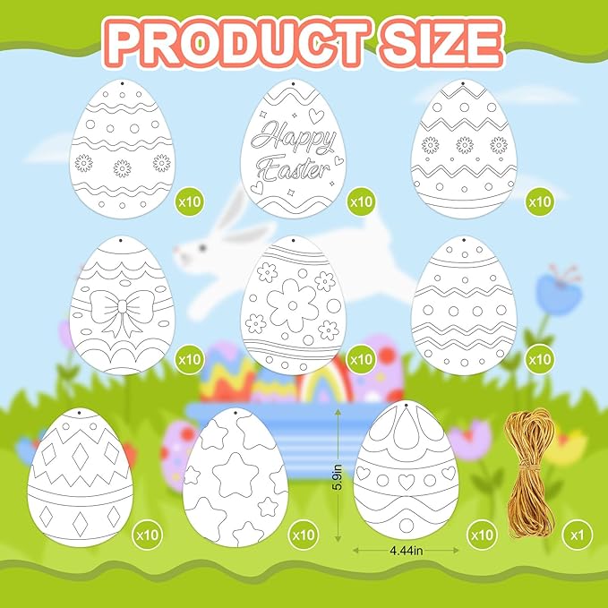 Hedeey 90 Pcs Easter Paper Egg Crafts, Color Your Own Egg Crafts, Easter DIY Crafts for Kids Party Activity Classroom Decor. (Eggs)