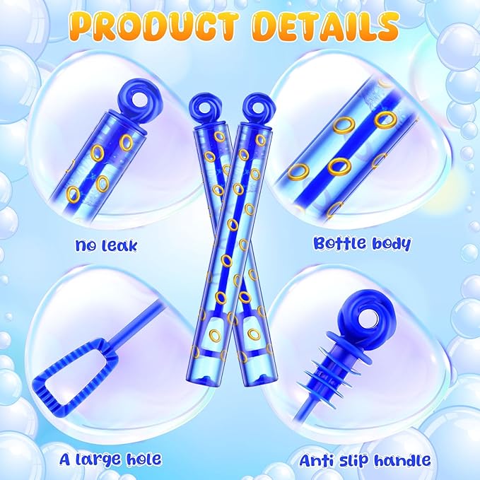 32 Pcs Blue with Gold Ring Print Bubble Wands Bubbles Party Favors for Adult Summer Activity Birthday Gifts Carnival Goody Bag Stuffers Wedding Supplies