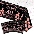 3 PCS 40th Black and Rose Gold Tablecloth Decorations Disposable Plastic Rectangle 40th Birthday Tablecloth for Girls Women Birthday Party Supplies (54x108inch)
