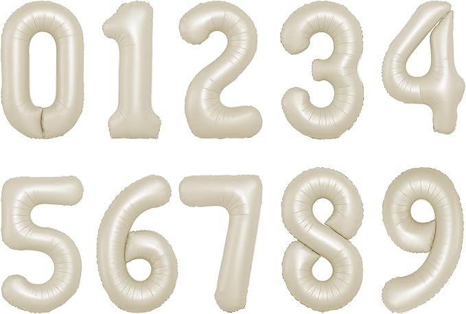 Number Balloons 16 Inch Mylar Foil Number 0-9 Balloons Set for Party Decoration Custom Digital Balloons 10 Pieces Party Supplies (nude)