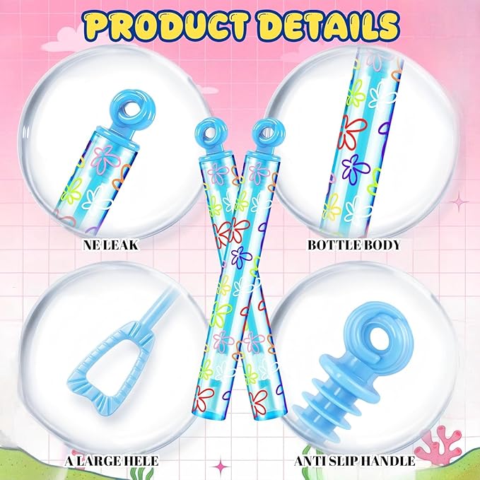 32 Pcs Flowers Print Bubble Wands Flowers Under The Sea Bubbles Party Favors for Adult Summer Activity Birthday Party Goodie Bag Stuffers Gifts Wedding Supplies