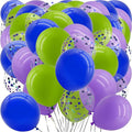 Purple Green and Blue Balloons with Confetti Balloons 12 inch Latex Balloons 80 Pcs for Wedding Birthday Baby Shower Patriotic Themed Party Decorations