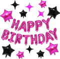 KALOR Hot Pink and Black Happy Birthday Balloons Kit with 16 Inch Mylar Foil Letters Balloon and Star Balloons for Birthday Party Decorations Photo Booth Backdrop