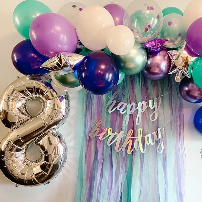 Silver Number 8 Balloon, 40 Inch Large Number Foil Mylar Balloons for 8th Girl Boy Birthday Party Celebration Decoration Supplies,Big Digital Balloons for Wedding Anniversary Events Decor