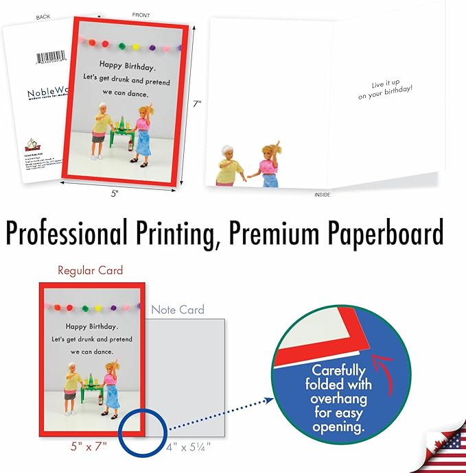 NobleWorks - 1 Funny Happy Birthday Notecard - Humor Greeting Card with Envelope - Pretend to Dance C3341BDG