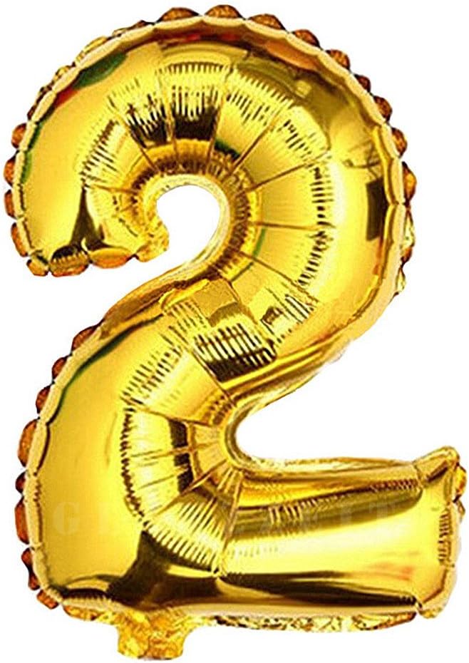 Glanzzeit 16 Inch Gold Balloons Decor Letters A to Z Numbers 0 to 9 for Wedding Prom Birthday Party (Number 2)
