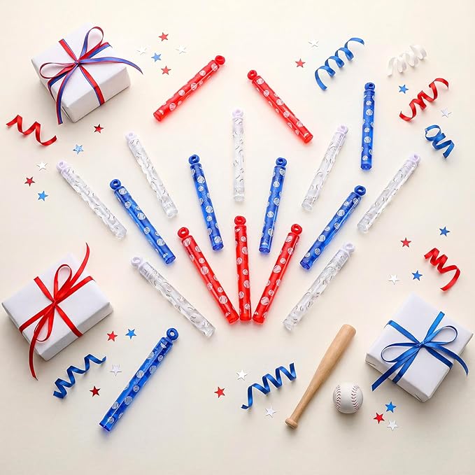 32 Pcs Baseball Bubble Wands Baseball Themed Party Favors for Adult Outdoor Summer Activity Birthday Gifts Carnival Goody Bag Stuffers Wedding Supplies