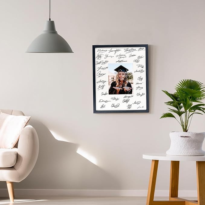 GraduatePro 16x20 Signature Picture Frame Board for 8x10 Photo with Signable Mat for Birthday Party Graduation Wedding Guest Book