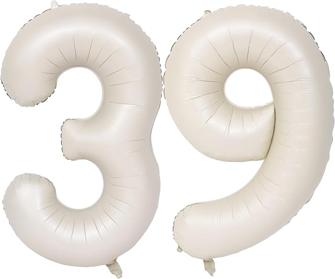 40 In Cream white Number Balloons Helium Foil Mylar Balloon Birthday Party banquet Decoration Digital 39