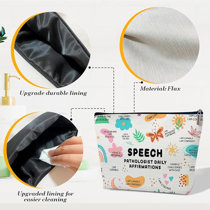 Funny Speech Therapy Gifts Makeup Bag, Graduation Gifts for Speech Language Therapist, SLP Gift, Appreciation Gift for Speech Language Pathologist, Speech Language Therapist Gift Cosmetic Bag