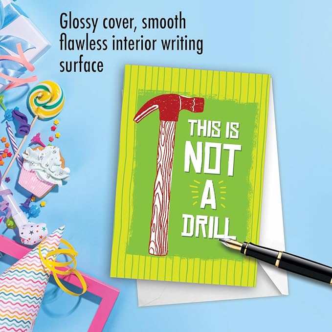 NobleWorks - Funny Happy Birthday Card with Envelope - Congrats Greeting Card, Birthday Fun - Not a Drill C7233BDG
