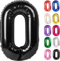 Black Number 0 Balloon 40 Inch, 0 Balloon Numberfor 10th 20th 30th 40th 50th 60th Birthday Decorations, Black Party Supplies for Men Women