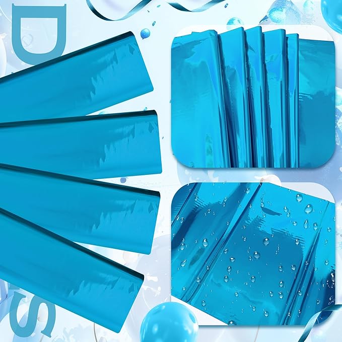 2 Pcs Lake Blue Foil Tablecloth 54 * 72inch Plastic Wedding Birthday Winter Party Turquoise Table Cloths Disposable Waterproof Aqua Table Cover for Graduation Anniversary Party Supplies