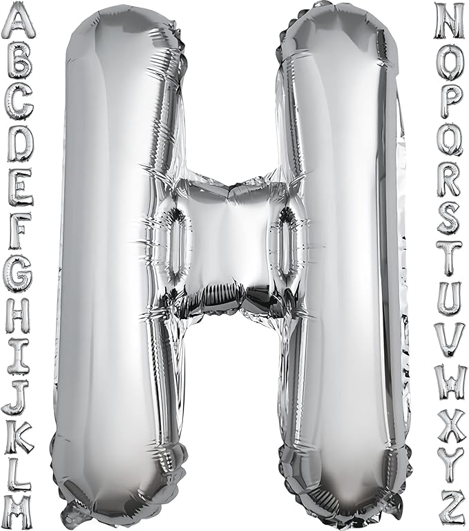 40 inch Silver Letter H Balloon, Big Size Alphabet Foil Mylar Helium Balloons for Birthday Party Celebration Wedding Anniversary Baby Shower Decorations Supplies Alphabet H