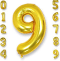 AULE 40 Inch Big Gold 9 Balloon Number Large Foil Helium Number Balloons 0-9 Jumbo Giant Happy 9th Birthday Party Decorations for Boy or Girl Huge Mylar Anniversary Party Supplies