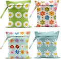 4 Pack Wet Bag for Swimsuit, Beach Travel Essentials Wet Dry Bag, for Sunscreen Toiletry Dirty Clothes Yoga Gym Diaper, Friend Summer Beach Vacation Gifts. Chrysanthemum