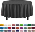 Exquisite Party Solids 6-Pack Premium Plastic Tablecloth 84in. Round Plastic Table Cover - Black