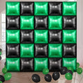 25 Pcs Video Game Party Double Sided Square Foil Balloons Wall Backdrop 19 Inches Green and Black Foil Balloons Tunnel Arch Garland Kit for Boy Game Theme Birthday Party Background Decoration