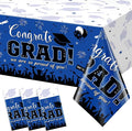 3 Pack Graduation Tablecloth Party Decorations, Class of 2026 Congrats Grad Plastic Tablecover Party Supplies, Blue Rectangle Graduation Table Decorations for College High School Party, 54 x 108 Inch
