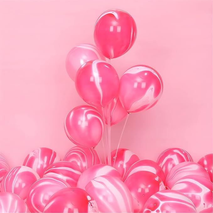 Red Tie Dye Balloons 30PCS 12 Inch Agate Marble Latex Swirl Balloons For Tie Dye Birthday Party Supplies,Candyland,Bachelorette,Fun Hippie Party Decorations